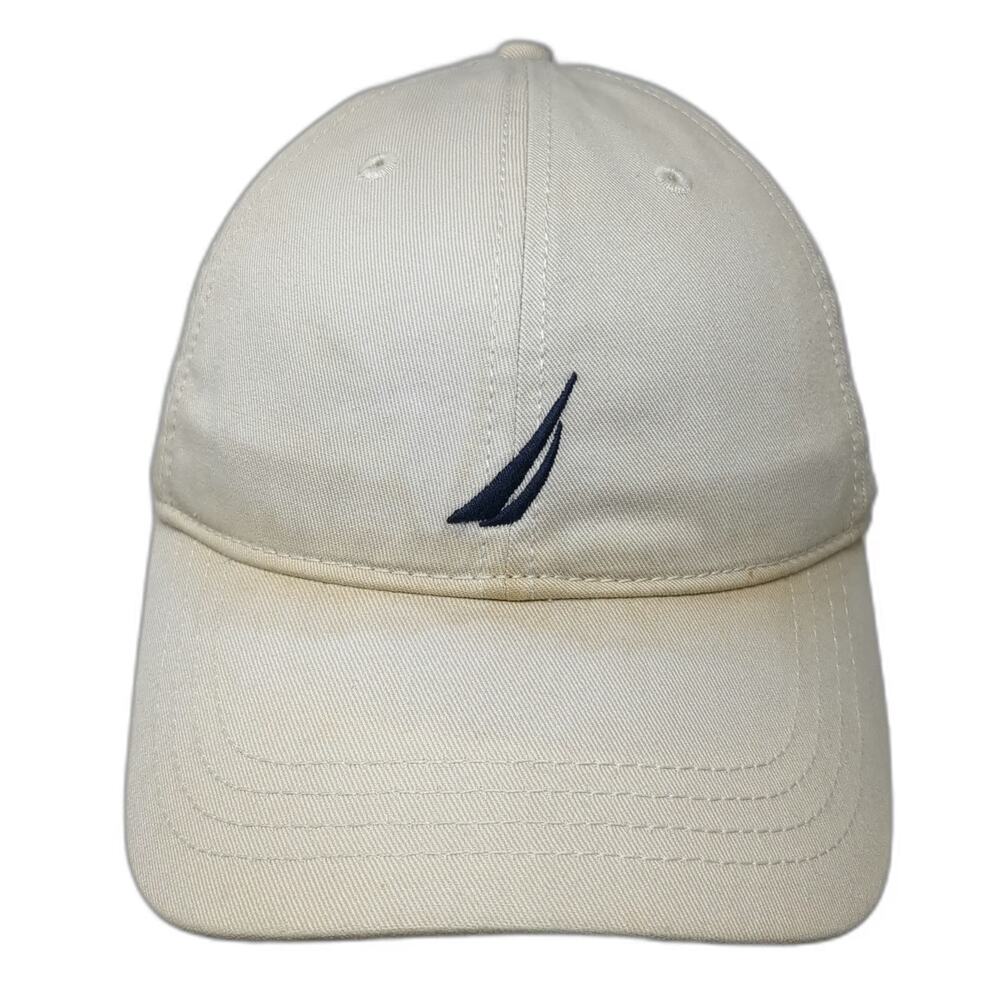 Nautica Baseball Cap Beige One Size Slideback Cotton Embroidered Blue Sail Hat